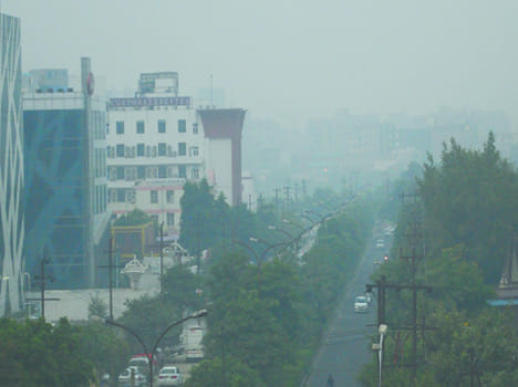 The temperature drop in the city.
