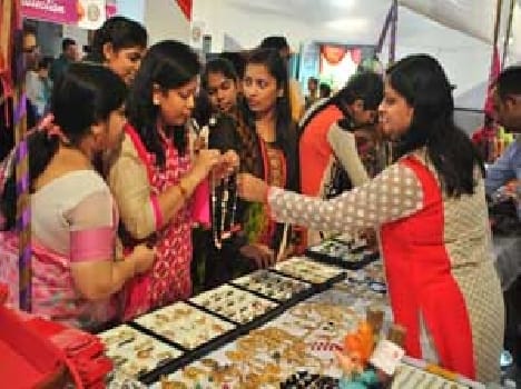 women done shopping in deepawali fair