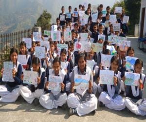 painting competition in college on uttarakhand birthday celebration.