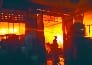 Glass warehouse destroyed in fire , the life of the owner