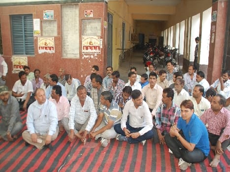 Corporate strike off the job, in offices studded locks