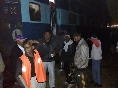Jallianwala bagh express train down from rail track in moradabad