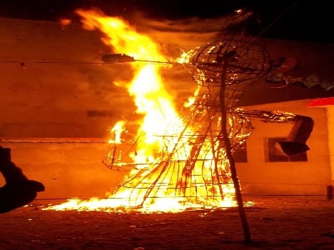Symbol of evil burn the effigy of Ravana 