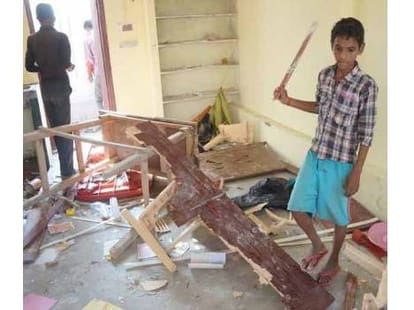 attack on church in Nigohan, Lucknow.