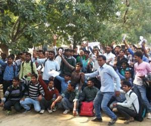 Ruckus after paper leak in chakbandi lekhpal exam.