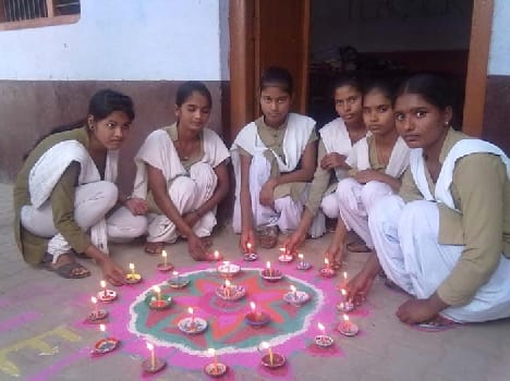 Diwali Rangoli colors filled in
