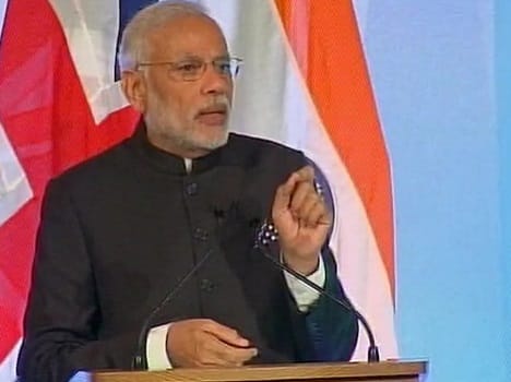 Modi addressed businessmen and investors in Guildhall