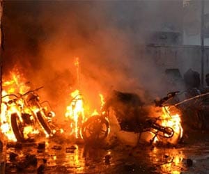 Three stories house burnt in Shalang