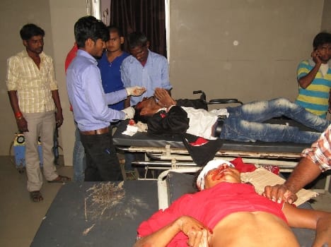The couple was thrashed by private bus, death