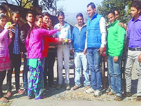 BJYM activists distributed sweets