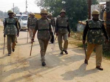 Riot control force of the rehearsal