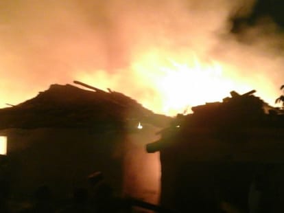 fire in a house at hamirpur, a person burn alive.