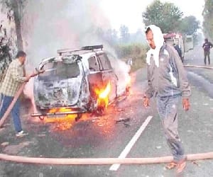 vehicle caught fire at arnia 