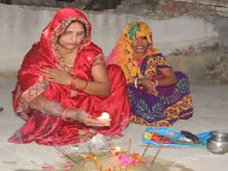 Ghats cleaning , late evening became the altars