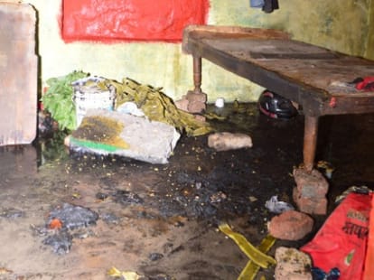 fire broke out, two childs scorched.