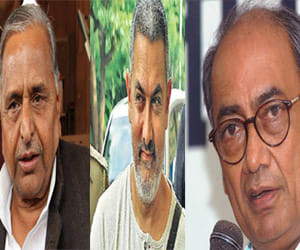 mulayam singh yadav and digvijay singh in support aamirkhan
