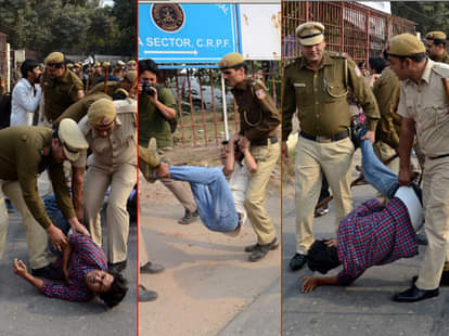  lathicharge on DU students, were protest out of the assembly 