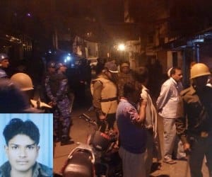 A boy in shot in Lucknow.