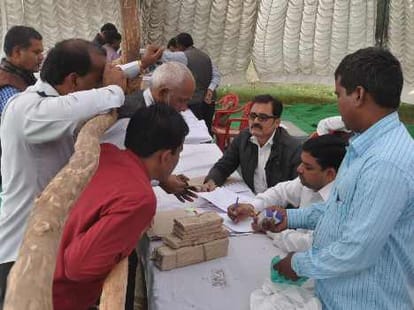 Voting for Pradhani election.