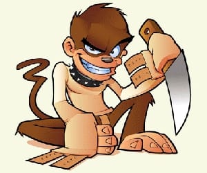 Monkeys attack, falling from the roof of the death wrestler Bljora