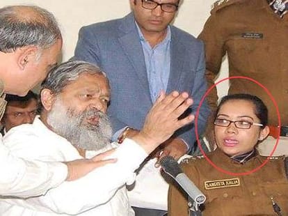 minister anil vij and sp sangeeta kalia controversy