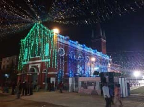 Decorating for the annual procession Child Jesus Church