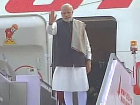 prime minister narendra modi leaves for france to take part in climate conference in paris. 