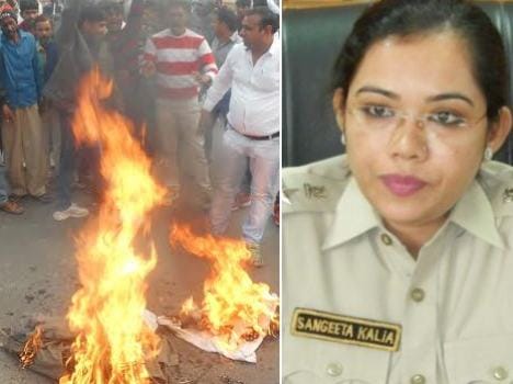 protest against lady sp sangeeta kalia transfer after controversy