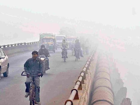 Many trains were running late due to fog  