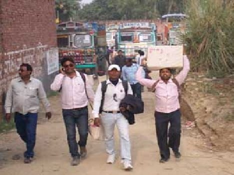 Polling booths were pitched parties