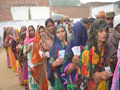 voting for panchayat poll in mathura