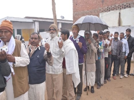 voting for panchayat poll in mathura