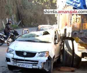 Traffic jam after cars accident