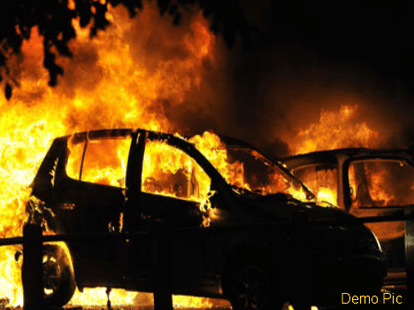 12 cars were burned badly in parking.