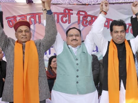 union health minister jp nadda hits out at cm virbhadra singh in bjp rally at zorawar stadium dharamsala.