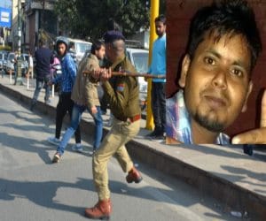 anger in public on the student death in accident, police lathi charge.