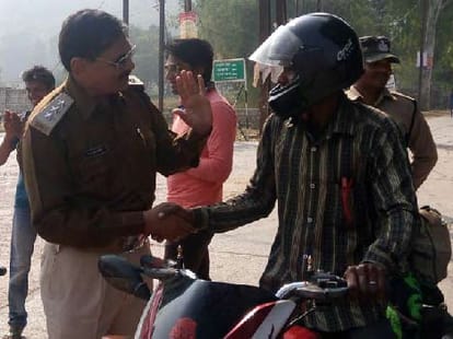 An officer special method for helmet awareness.