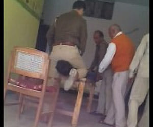 In police station beating up young man 3 suspended at Etawah.