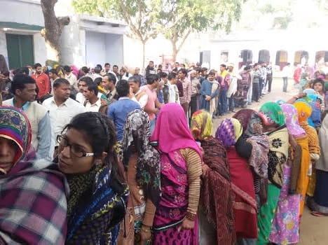 voting for panchayat poll in mathura