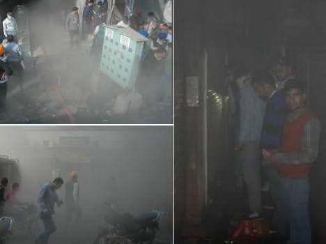 fire in mobile shop due to mobile battery blast 