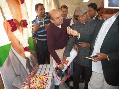 dispute during tribute program of baba saheb bhim rao ambedkar