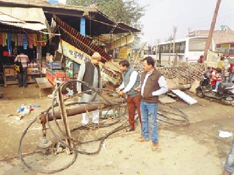 The truck broke two poles , all night without electricity