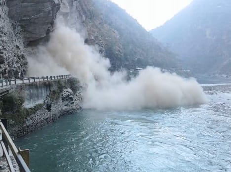 landslide on manali chandigarh national highway near mandi  himachal pradesh.