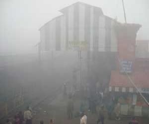 trains late due to fog.