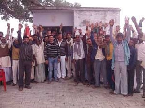 villagers protesting 