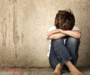 lying with Eight-year-old child.