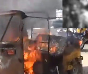 tried to burn auto driver in hyderabad