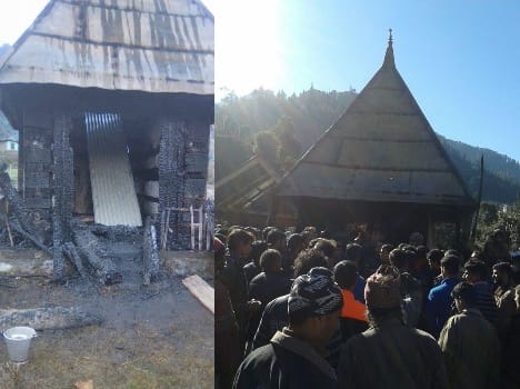 unidentified persons burnt two houses and ancient temple at kishtwar