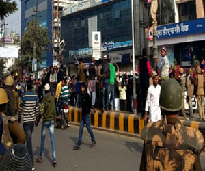 Women protest at dm office