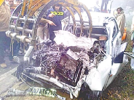 Tanker and four killed in car collision